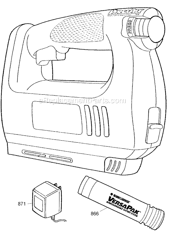 Page A Diagram and Parts List for VP960T Type 1 Black and Decker Nailer
